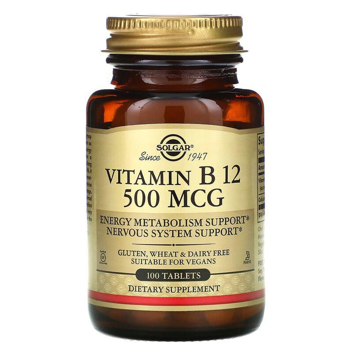 Solgar Vitamin B12, 500 Mcg, 100 Tablets